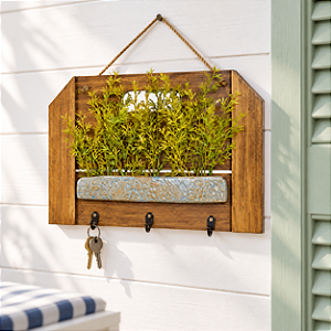 Cabideiro Decorativo Jardim Campestre com 3 Ganchos