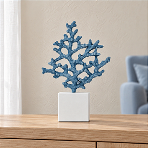 Enfeite Coral Azul Escuro com Base Branca