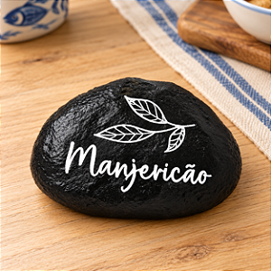 Pedra Decorativa de Resina com Serigrafia Manjericão