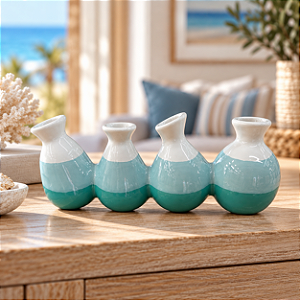 Conjunto Decorativo com 4 Vasos Unidos