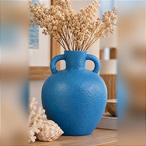 Vaso Decorativo Azul com Alças