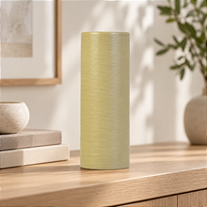 Vaso Decorativo Cilíndrico Texturizado Bege