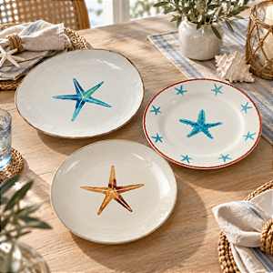Jogo c/3 Pratos Estampas de Estrela Variadas