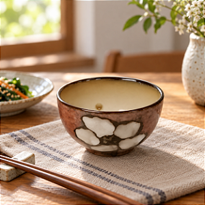 Bowl Verde de Cerâmica com Flor