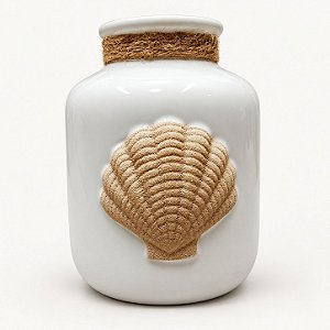 Vaso Decorativo Branco com Concha