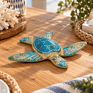 Enfeite Decorativo Tartaruga Marinha Azul G