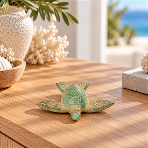 Enfeite Decorativo Tartaruga Marinha Verde-Água P