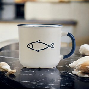 Caneca Náutica Ocean Peixe Branca Grande
