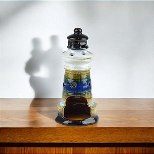 Farol Porta Velas Ocean Marrom em Cerâmica