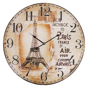 Relógio de Parede Vintage Paris France