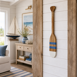Remo Decorativo em Madeira Listra Azul 50 cm