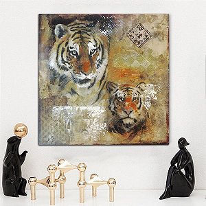 Quadro Canvas Marrom Tigre 60Cm