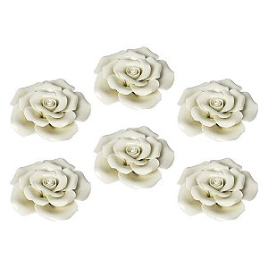 Enfeite Rose Jogo C/6 Rosas em Cerâmica