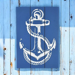 Quadro em Madeira Azul Âncora