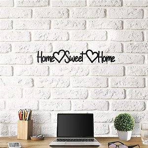 Placa Home Sweet Home em Metal Preto