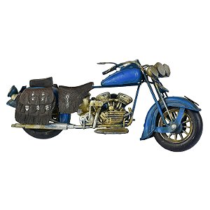 Enfeite Motocicleta Chopper Azul em Metal