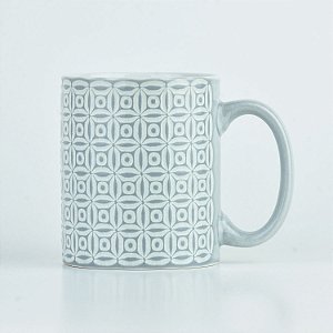 Caneca Abstrato Cinza Flor em Cerâmica 350ml