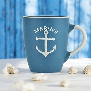 Caneca Azul Nautica Âncora em Cerâmica