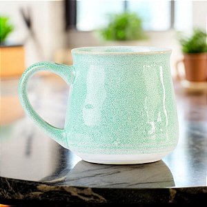 Caneca Glazura Verde Claro em Cerâmica 300ml