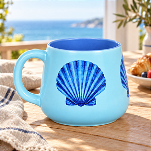 Caneca 3 corais Color Azul em Cerâmica 400 ml