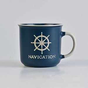 Caneca Náutica Grande Ocean Timão Azul em Cerâmica