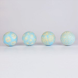 Conjunto de Bolas Decorativas Azul Claro e Bege
