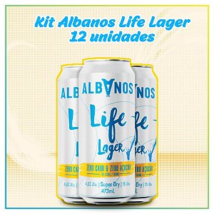 12 Latas - Cerveja Albanos Life Lager 473ml | Zero Carboidrato