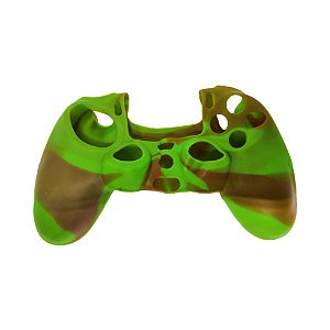 Capa de Silicone para Controle PS4 - Verde e Marrom