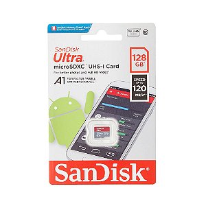 Cartão de Memória Micro SD Ultra Sandisk - 128GB 120MB/s