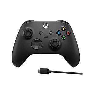 Controle Xbox Series e One Carbon Black Preto com Cabo Tipo-C