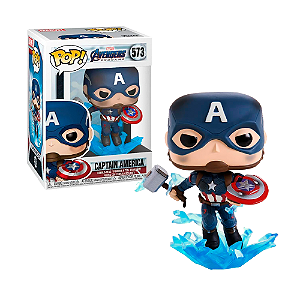 POP! Funko - Captain America com Escudo Quebrado e Mjolnir 573 - Marvel Avengers Endgame