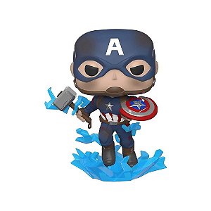POP! Funko - Captain America com Escudo Quebrado e Mjolnir 573 - Marvel Avengers Endgame