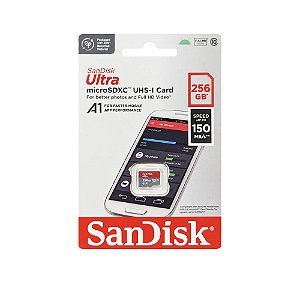 Cartão de Memória Micro SD Ultra Sandisk - 256GB 150MB/s