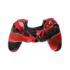 Capa De Silicone Para Controle PS4 - Vermelho, Preto E Branco