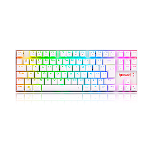 Teclado mecânico Gamer Redragon Kurama PRO Branco switch marrom RGB