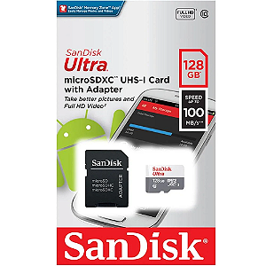 Cartão de Memória Micro SD Sandisk Ultra 128GB 100MB