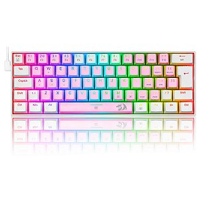 Teclado Mecânico Redragon Dragonborn rosa e branco RGB - Switch Brown