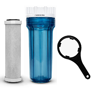 Filtro Hidrofiltros Transparente 9.3/4" 120 L/h Carbon Block 5 micras + Chave