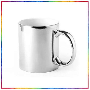 CANECA CERAMICA CROMADA PRATEADA PREMIUM PARA SUBLIMAÇÃO 325ML LIVE! (3036)