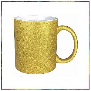 CANECA CERAMICA GLITTER DOURADO PARA SUBLIMAÇÃO 325ML LIVE! (1996)