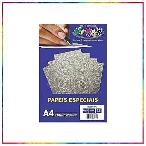 PAPEL GLITTER PRATA A4 180G 5 FLS - OFF PAPER (10457)