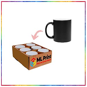 CANECA CERAMICA MAGICA PRETO FOSCO PARA SUBLIMAÇÃO 325ML LIVE - KIT COM 6 UNIDADES