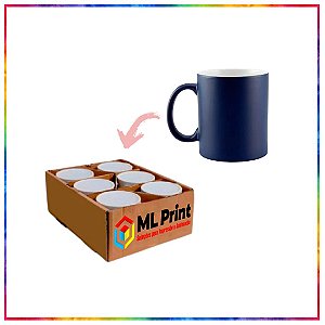 CANECA CERAMICA MAGICA SEMI BRILHO AZUL PARA SUBLIMAÇÃO 325ML LIVE COM 6 UNIDADES