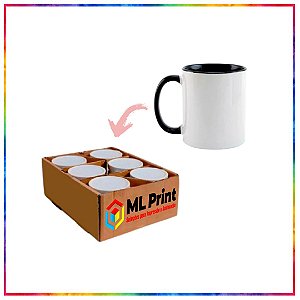 CANECA CERAMICA ALÇA INTERIOR PRETO PARA SUBLIMAÇÃO LIVE 325ML - KIT COM 6 UNIDADES