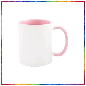 CANECA CERAMICA ALÇA INTERIOR ROSA PARA SUBLIMAÇÃO LIVE 325ML (460)