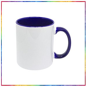 CANECA CERÂMICA ALÇA INTERIOR AZUL ESCURO PARA SUBLIMAÇÃO LIVE 325ML (591)