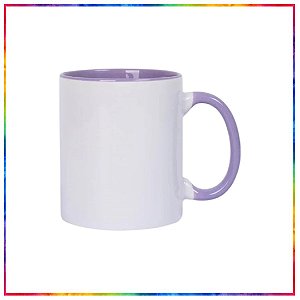 CANECA CERÂMICA ALÇA INTERIOR LILÁS PARA SUBLIMAÇÃO LIVE 325ML (3525)