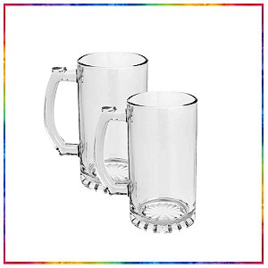 CANECA DE CHOPP DE VIDRO CRISTAL LISA PARA SUBLIMAÇÃO - 475 ML - LIVE 2 UNIDADES