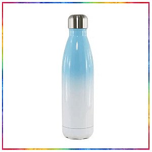 GARRAFA AÇO INOX TÉRMICA BICOLOR BRANCA E AZUL CLARO PARA SUBLIMAÇÃO LIVE 500 ML (3259)