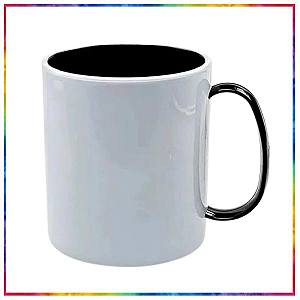 CANECA CERAMICA - 325 ML - BRANCO - ALÇA / INTERNA PRETA PARA SUBLIMAÇÃO - JKB (J1003)